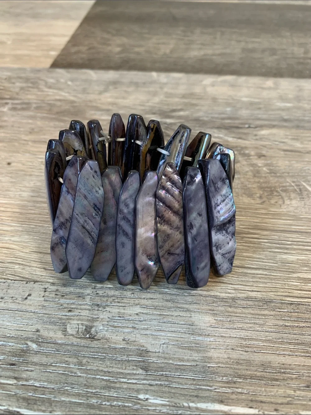 Iridescent Abalone Shell Stretch Bracelet